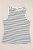 Striped Ribbed Round Neck Tank - Trendsi - Flyclothing LLC