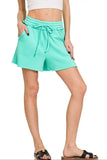 Zenana Fleece Raw Hem Shorts With Draw String - Trendsi - Flyclothing LLC