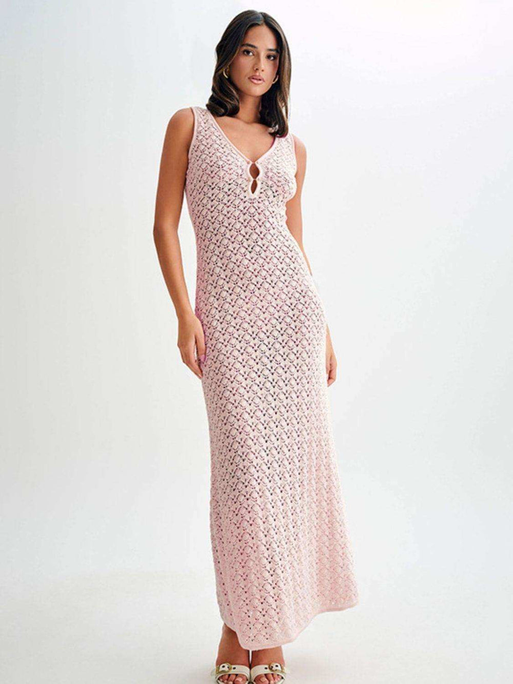 Openwork Sleeveless Maxi Dress - Trendsi - Flyclothing LLC