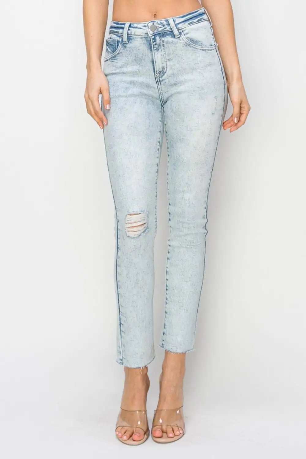 Risen Full Size High Rise Distressed Skinny Jeans - Trendsi - Flyclothing LLC