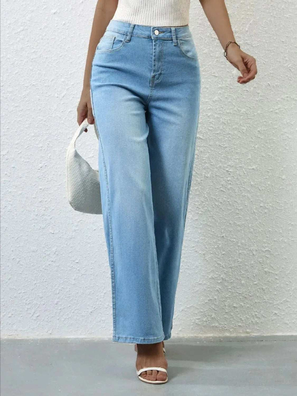 High Rise Wide Leg Jeans - Trendsi - Flyclothing LLC