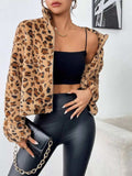 Leopard Fuzzy Zip-Up Jacket - Trendsi - Flyclothing LLC