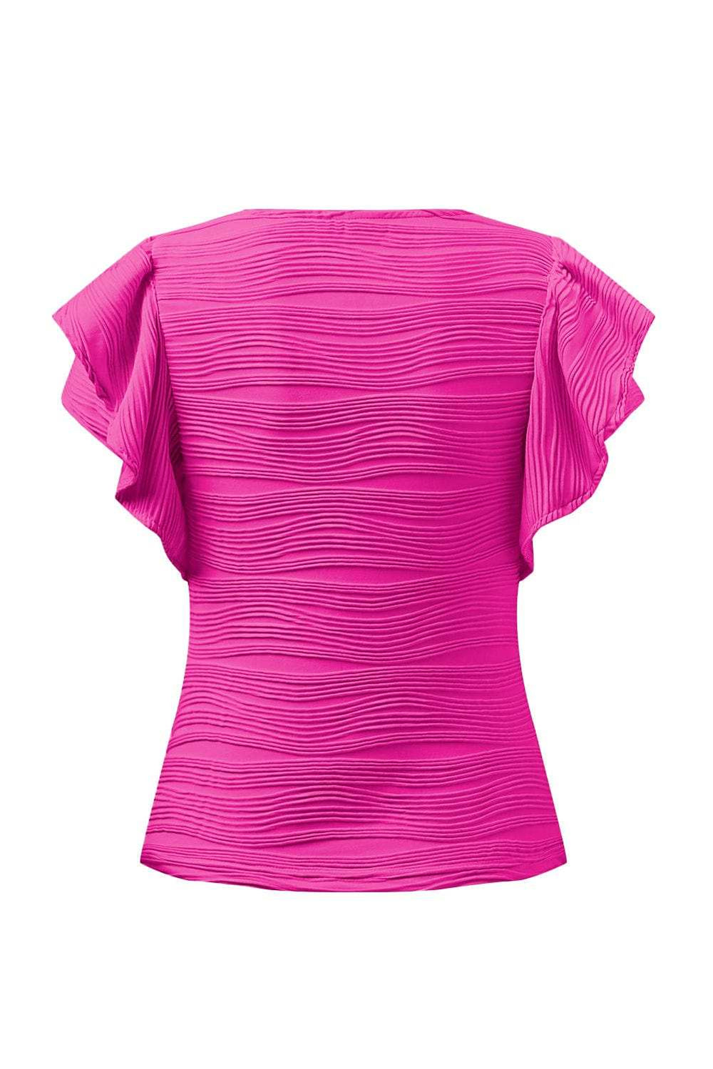 Textured Round Neck Cap Sleeve Top - Trendsi - Flyclothing LLC