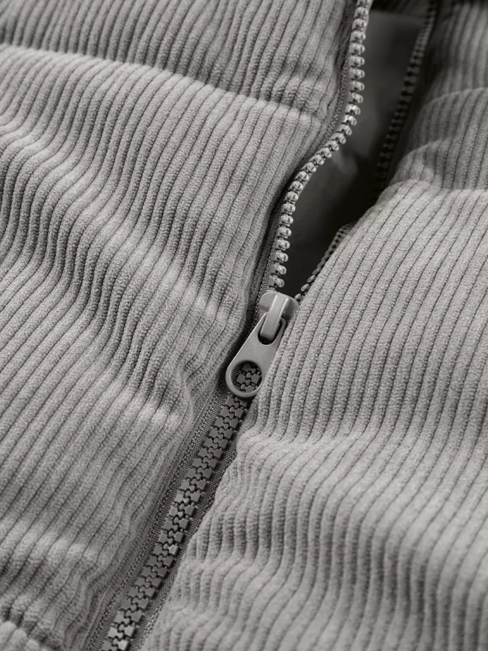 Corduroy Stand Neck Zipped Puffer Vest - Trendsi - Flyclothing LLC