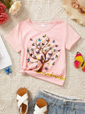 Children's Butterfly Tree Graphic Casual T-Shirt - Trendsi - Flyclothing LLC