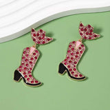 Rhinestone Cowboy Boot Dangle Earrings - Trendsi - Flyclothing LLC
