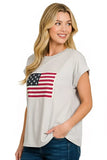 Zenana US Flag Round Neck Short Sleeve T-Shirt - Trendsi - Flyclothing LLC
