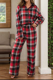 Plaid Long Sleeve Top and Pants Lounge Set - Trendsi - Flyclothing LLC