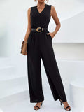 Sleeveless V-Neck Wide Leg Jumpsuit - Trendsi - Flyclothing LLC
