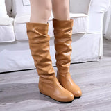Round Toe Slouch Boots - Trendsi - Flyclothing LLC