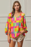 BiBi Multi Block Bubble Pop Ballon Top - Trendsi - Flyclothing LLC