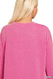 Zenana Full Size Raised Rib Round Neck Long Sleeve Top Plus Size - Trendsi - Flyclothing LLC