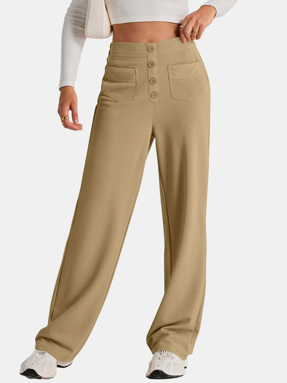 High Waist Wide Leg Pants - Trendsi - Flyclothing LLC