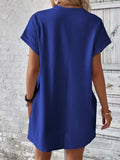Pocketed Round Neck Short Sleeve Dress - Trendsi - Flyclothing LLC
