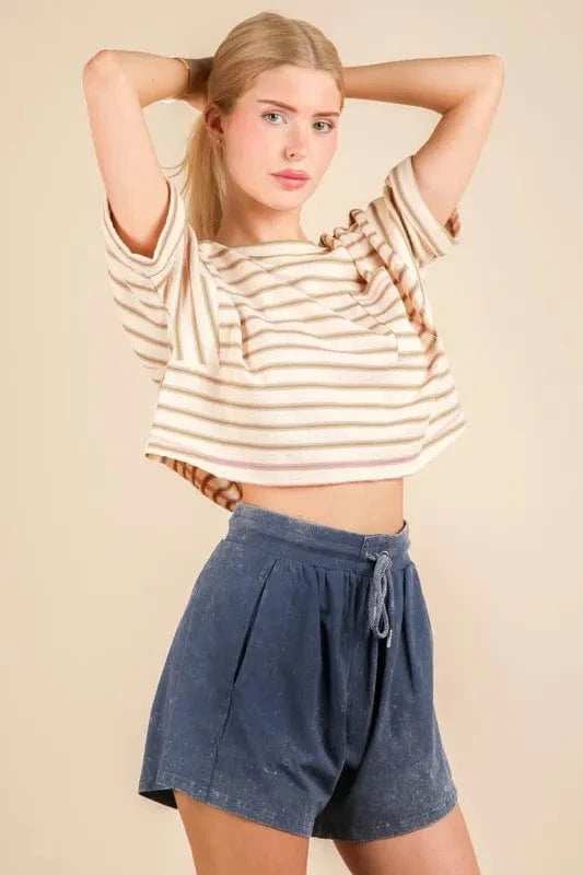 VERY J Mineral Washed Comfy Baggy Shorts - Trendsi - Flyclothing LLC