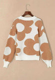 Contrast Flower Mock Neck Long Sleeve Sweater - Trendsi - Flyclothing LLC