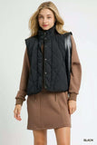 Umgee Quilted Snap-Front Puffer Vest - Trendsi - Flyclothing LLC