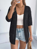 Openwork Open Front Half Sleeve Cardigan - Trendsi - Flyclothing LLC