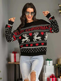 Perfee Christmas Element Round Neck Sweater - Trendsi - Flyclothing LLC