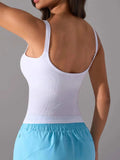 Scoop Neck Active Tank with Detachable Chest Pads - Trendsi - Flyclothing LLC