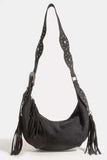 Fame Half Moon Fringe Buckle Strap Hobo Bag - Trendsi - Flyclothing LLC