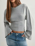 Full Size Long Sleeve Fitted T-Shirt Plus Size - Trendsi - Flyclothing LLC