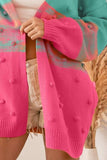 BiBi Color Block Ponpon Sweater Cardigan - Trendsi - Flyclothing LLC
