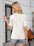 Textured V-Neck Cold Shoulder Top - Trendsi - Flyclothing LLC