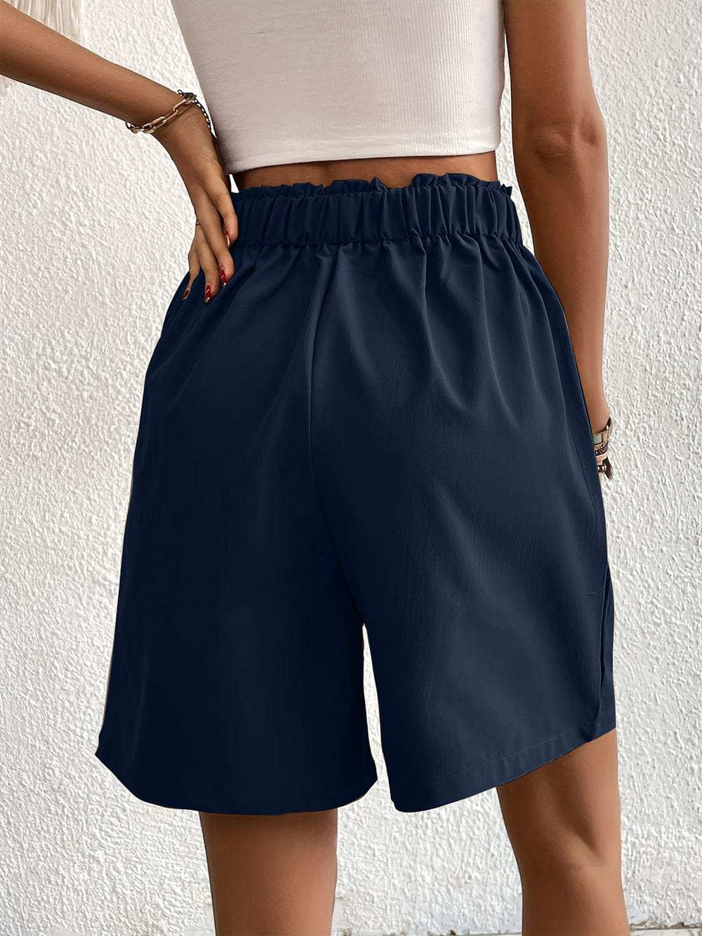Pocketed Half Elastic Waist Shorts - Trendsi - Flyclothing LLC