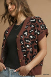 Umgee Leopard Button Down Short Sleeve Cardigan - Trendsi - Flyclothing LLC