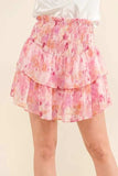 And The Why Printed Lurex Smocked Waist Tiered Skort - Trendsi - Flyclothing LLC