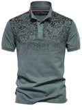 Men's Printed Collared Neck Short Sleeve Polo - Trendsi - Flyclothing LLC