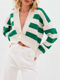Striped Button Down Drop Shoulder Cardigan - Trendsi - Flyclothing LLC