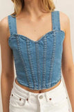 HYFVE Washed Sweetheart Neck Wide Strap Denim Tank - Trendsi - Flyclothing LLC