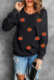 Pumpkin Round Neck Long Sleeve Sweatshirt - Trendsi - Flyclothing LLC