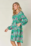 Double Take Full Size Printed Long Sleeve Dress - Trendsi - Flyclothing LLC