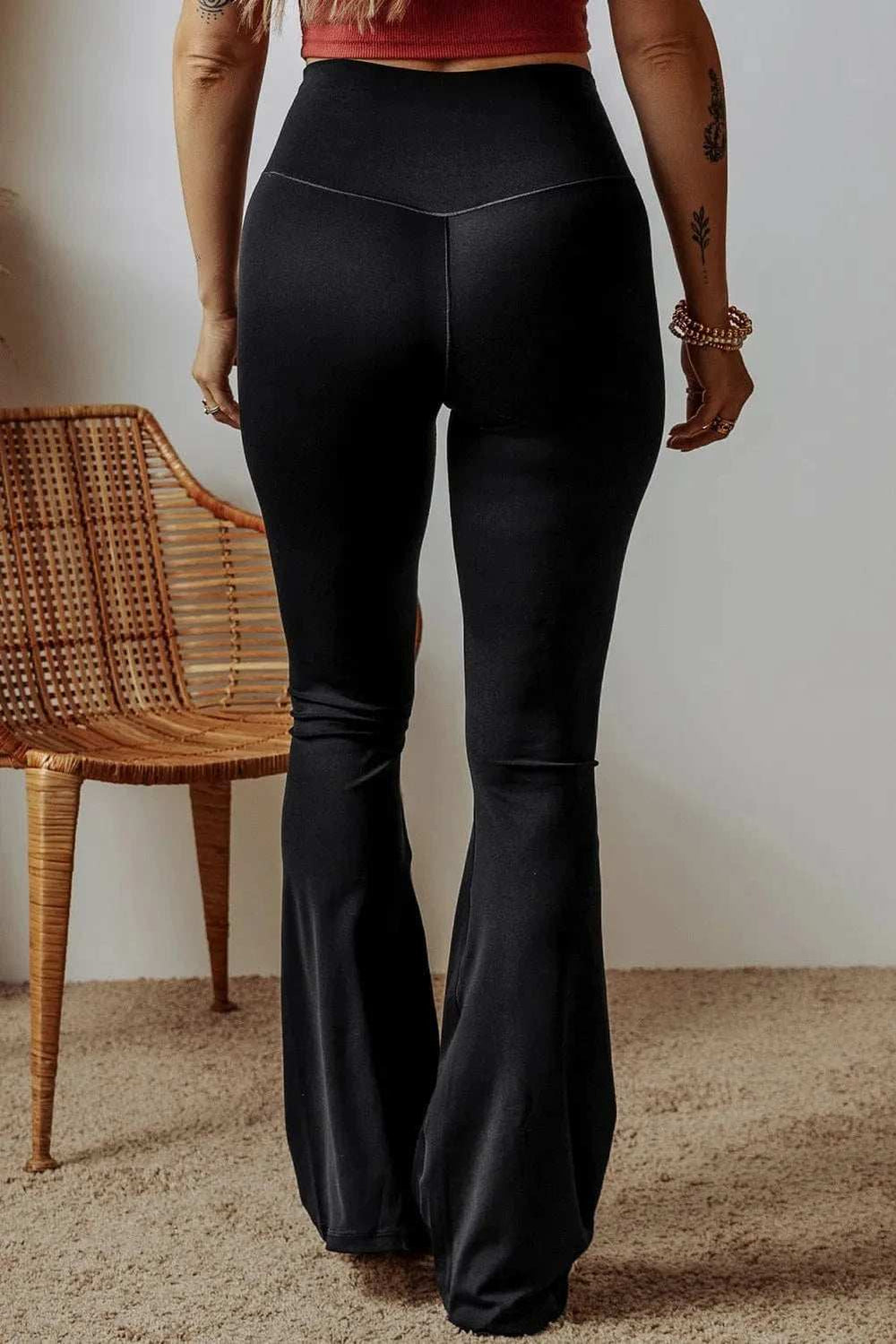 High Waist Bootcut Pants - Trendsi - Flyclothing LLC