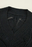 Openwork V-Neck Long Sleeve Sweater - Trendsi - Flyclothing LLC