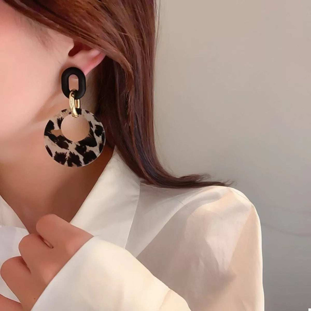 Printed Circle Dangle Earrings - Trendsi - Flyclothing LLC