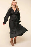 Haptics Flounce Sleeve Tiered Midi Dress with Pockets - Trendsi - Flyclothing LLC