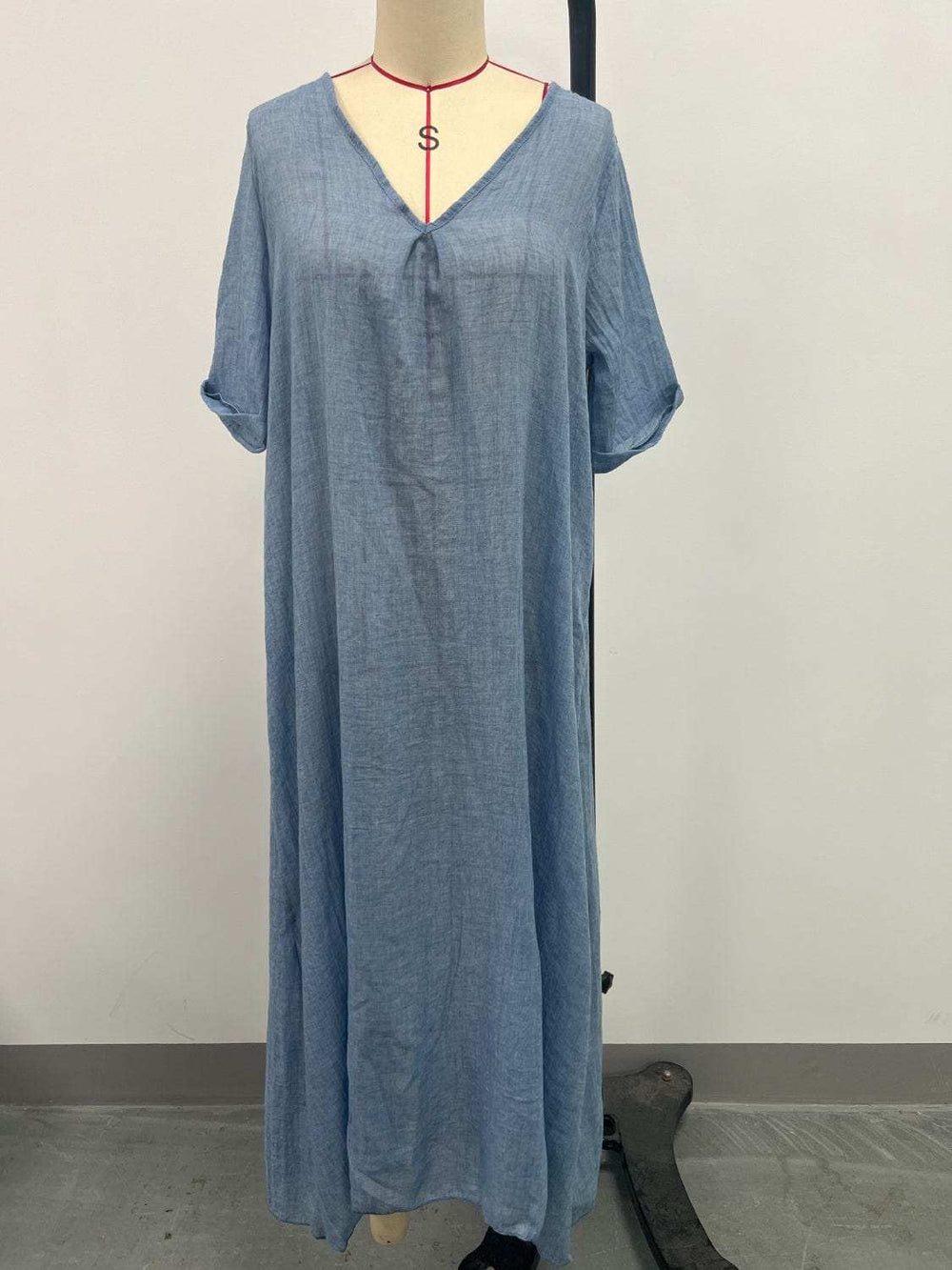 Full Size V-Neck Short Sleeve Midi Dress Plus Size - Trendsi - Flyclothing LLC