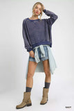 Umgee Mineral Wash French Terry Sweatshirt - Trendsi - Flyclothing LLC