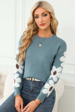 Flower Round Neck Long Sleeve Sweater - Trendsi - Flyclothing LLC