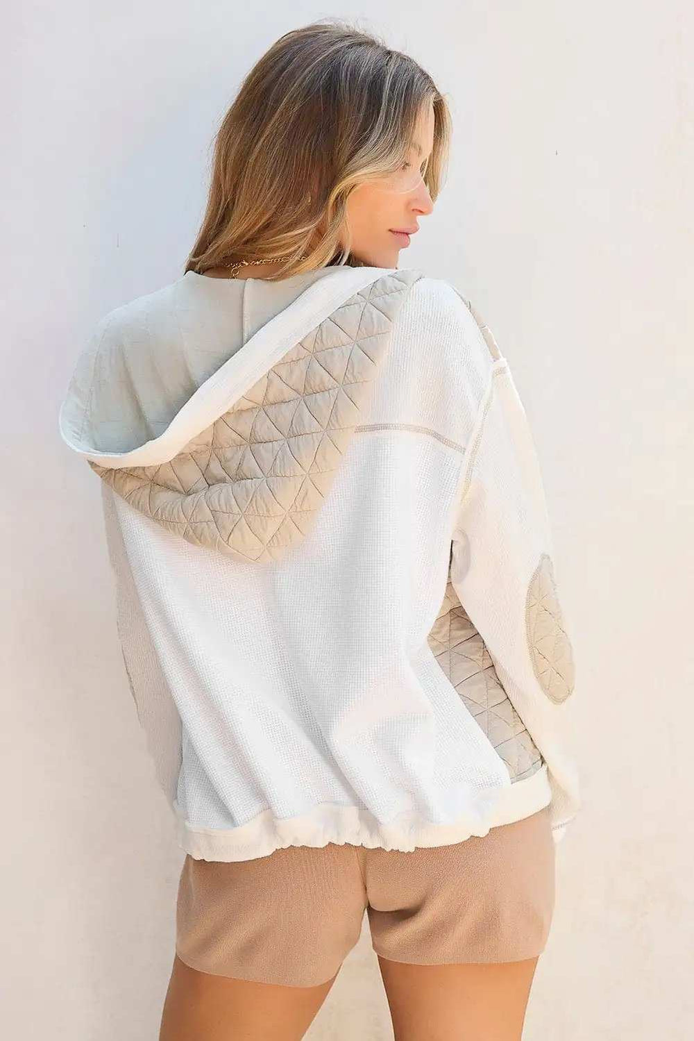 Drawstring Color Block Long Sleeve Jacket - Trendsi - Flyclothing LLC