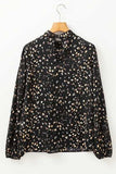 Printed Mock Neck Balloon Sleeve Blouse - Trendsi - Flyclothing LLC