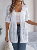 Openwork Open Front Half Sleeve Cardigan - Trendsi - Flyclothing LLC