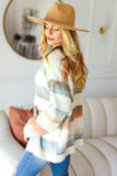 Haptics Full Size Button Down Stripe Soft Fuzzy Sweater Cardigan - Trendsi - Flyclothing LLC