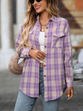 Plaid Button-Down Oversized Shirt - Trendsi - Flyclothing LLC