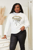 Simply Love Graphic Dropped Shoulder Round Neck Sweatshirt - Trendsi - Flyclothing LLC