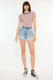 Kancan Distressed High Waist Denim Shorts with Pockets - Trendsi - Flyclothing LLC